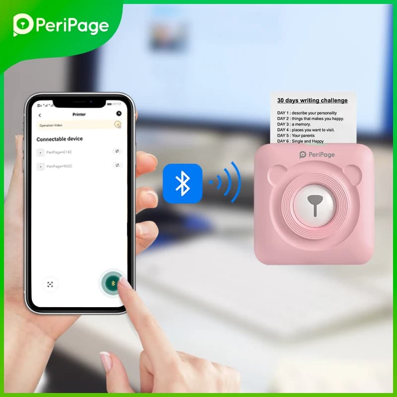 PeriPage A6 Pocket Thermal Printer – 304dpi Mini Photo, Label & Sticker Printer with USB Charging