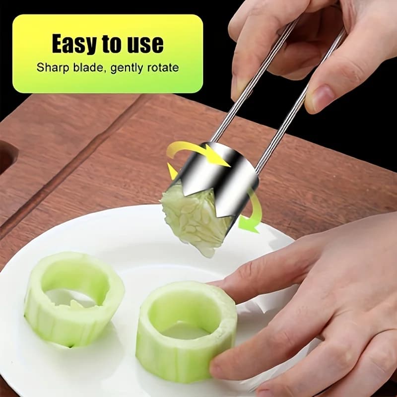 304 Stainless Steel Fruit & Vegetable Corer – Sharp Apple, Pear & Pepper Core Remover Kitchen Tool
