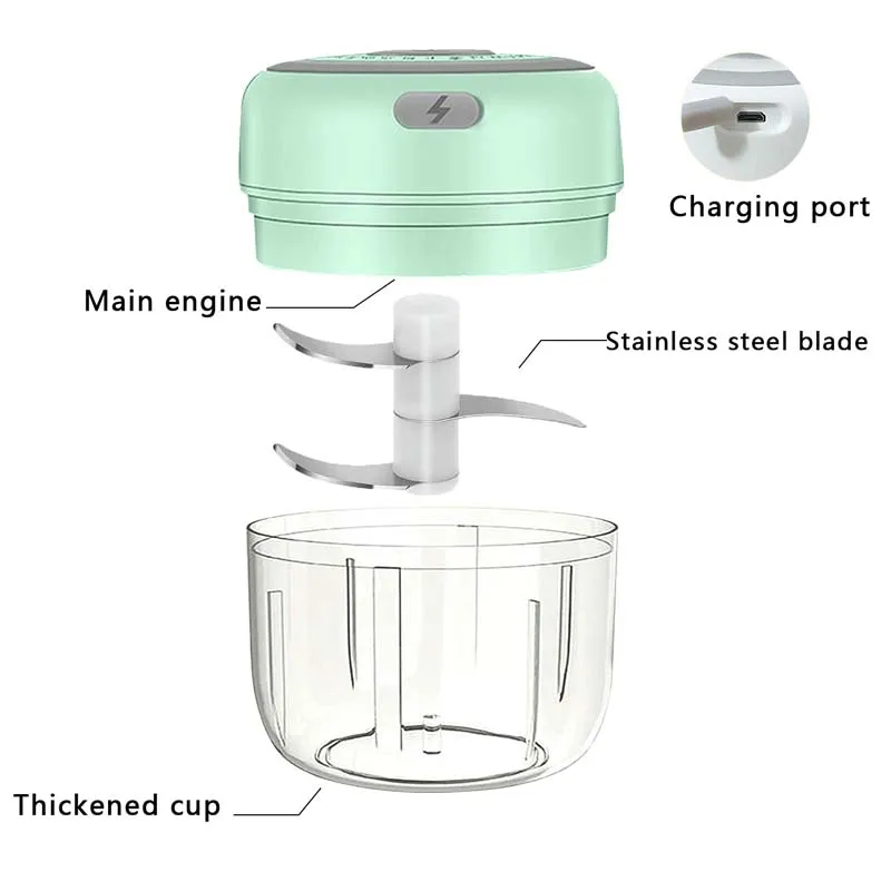 250ml Electric Garlic Chopper – Stainless Steel Mini Food Processor for Garlic, Ginger, Nuts & Vegetables