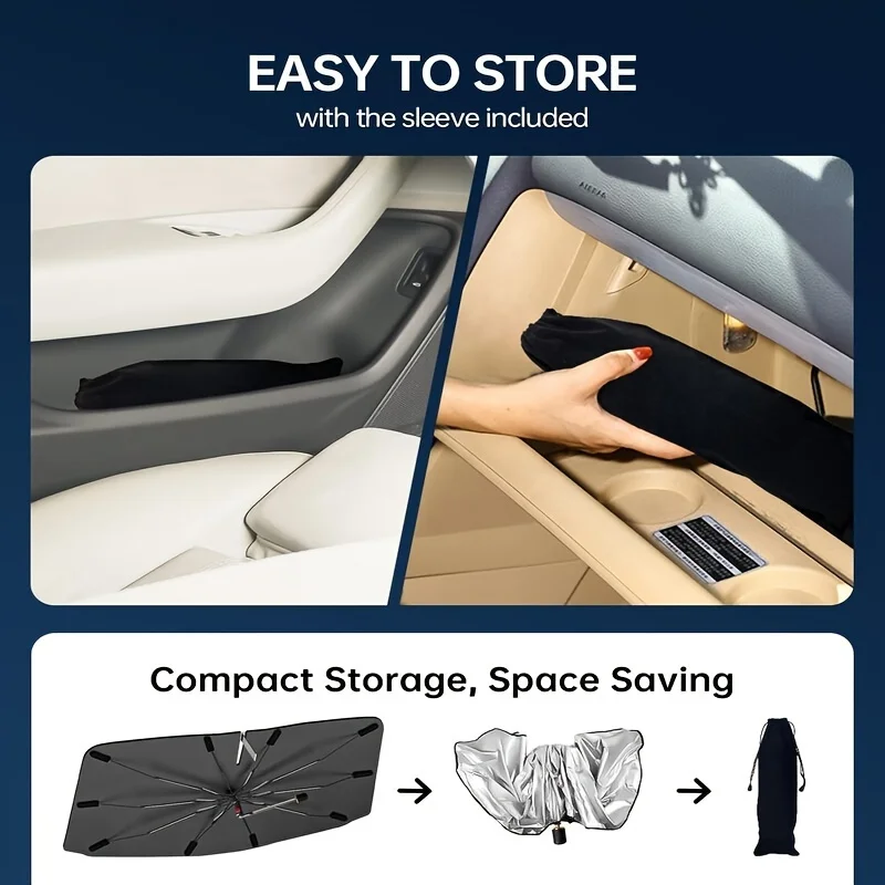 Car Windshield Umbrella Sunshade – Foldable Reflective UV & Heat Protection Cover for Cars, SUVs & Trucks