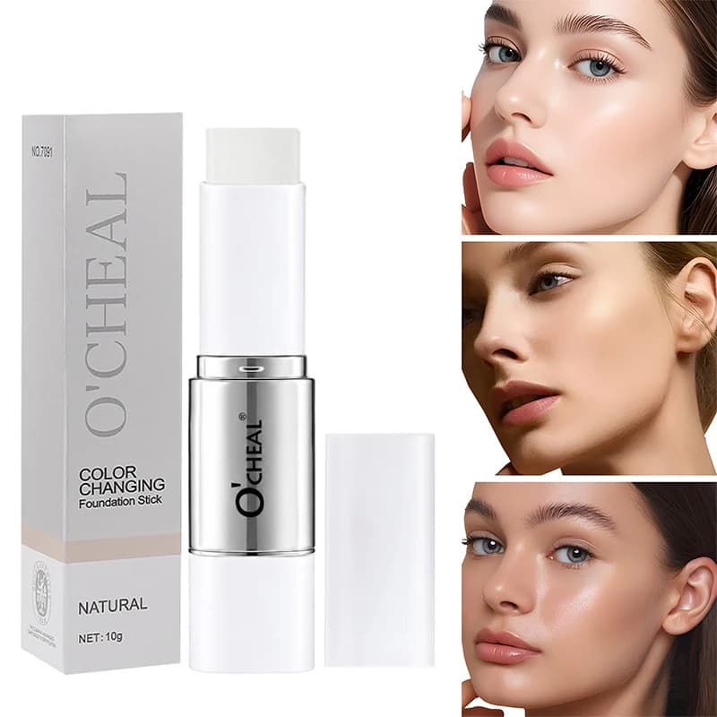 O'CHEAL Color Changing Foundation Stick – Double Headed Matte Foundation with Brush for Natural Face Coverage