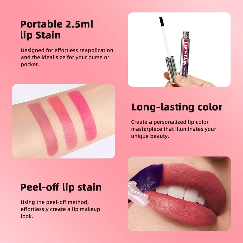Lakerain Lip Stain 2.5ml Waterproof Long Lasting Lip Tint in 3 Colors