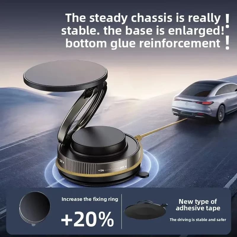 360° Magnetic Car Phone Holder – Foldable Vacuum Suction Mount for Dashboard & Windshield