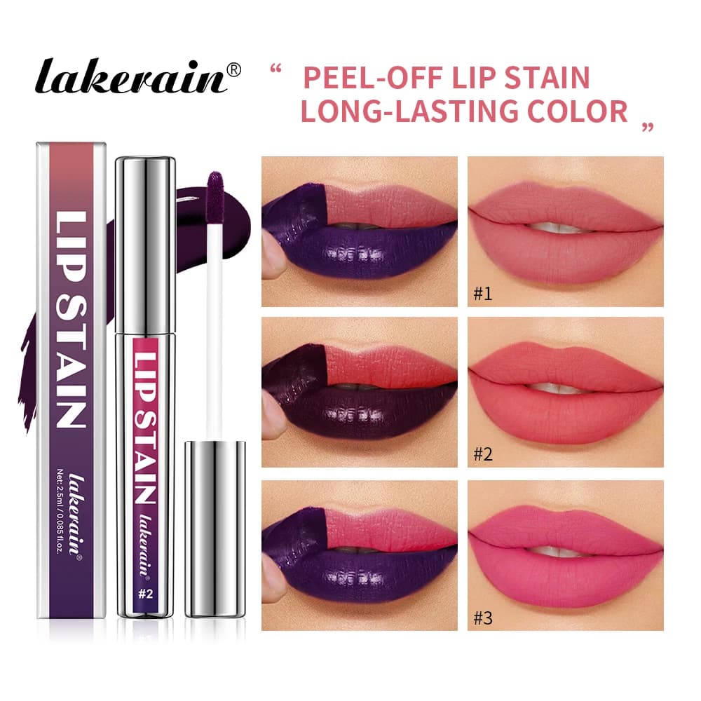 Lakerain Lip Stain 2.5ml Waterproof Long Lasting Lip Tint in 3 Colors