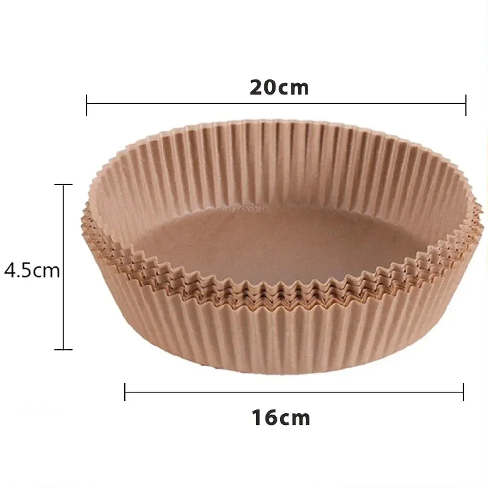 Disposable Air Fryer Paper Liners 50/100pcs – Waterproof & Oil-Resistant Baking Basket Liners