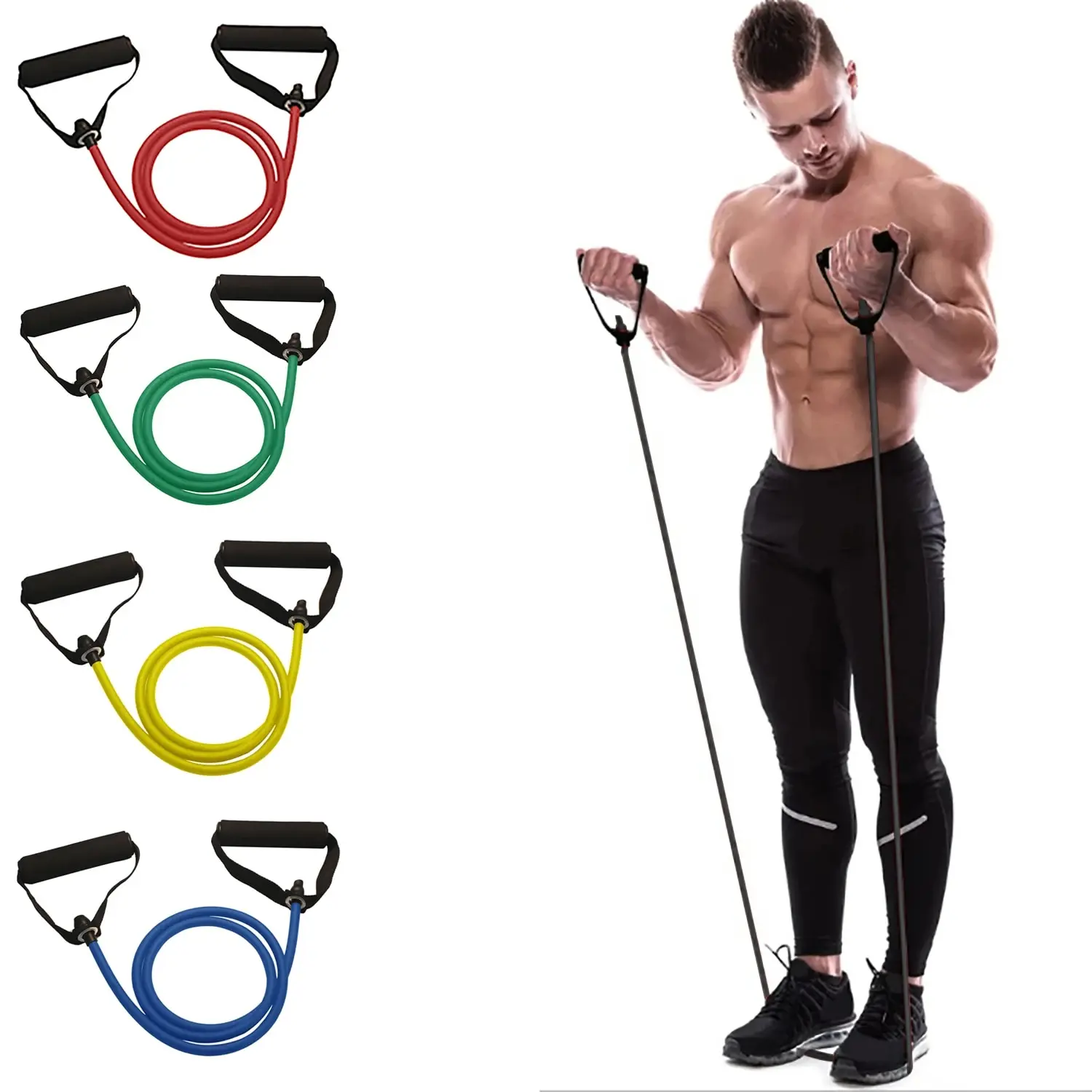 Resistance Bands with Handles – Home Workout Exercise Bands for Strength Training & Fitness