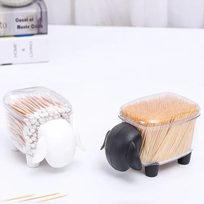 3-Piece Acrylic Makeup Organizer Set – Transparent Sheep Design Storage Boxes for Cotton Swabs & Makeup Pads