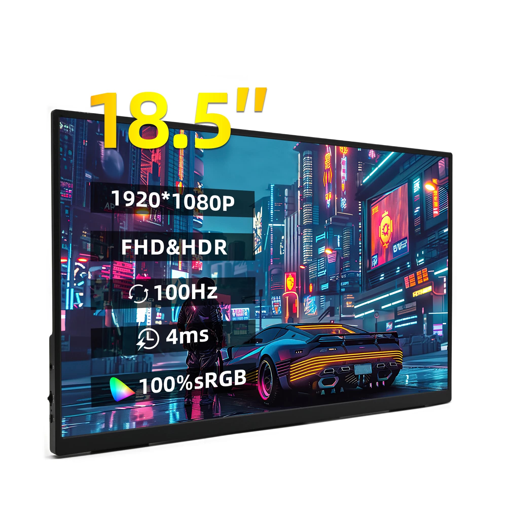 ZSUS 18.5-Inch Portable Monitor – 1080P IPS 100Hz HDR Display with 100% sRGB & Dual Speakers
