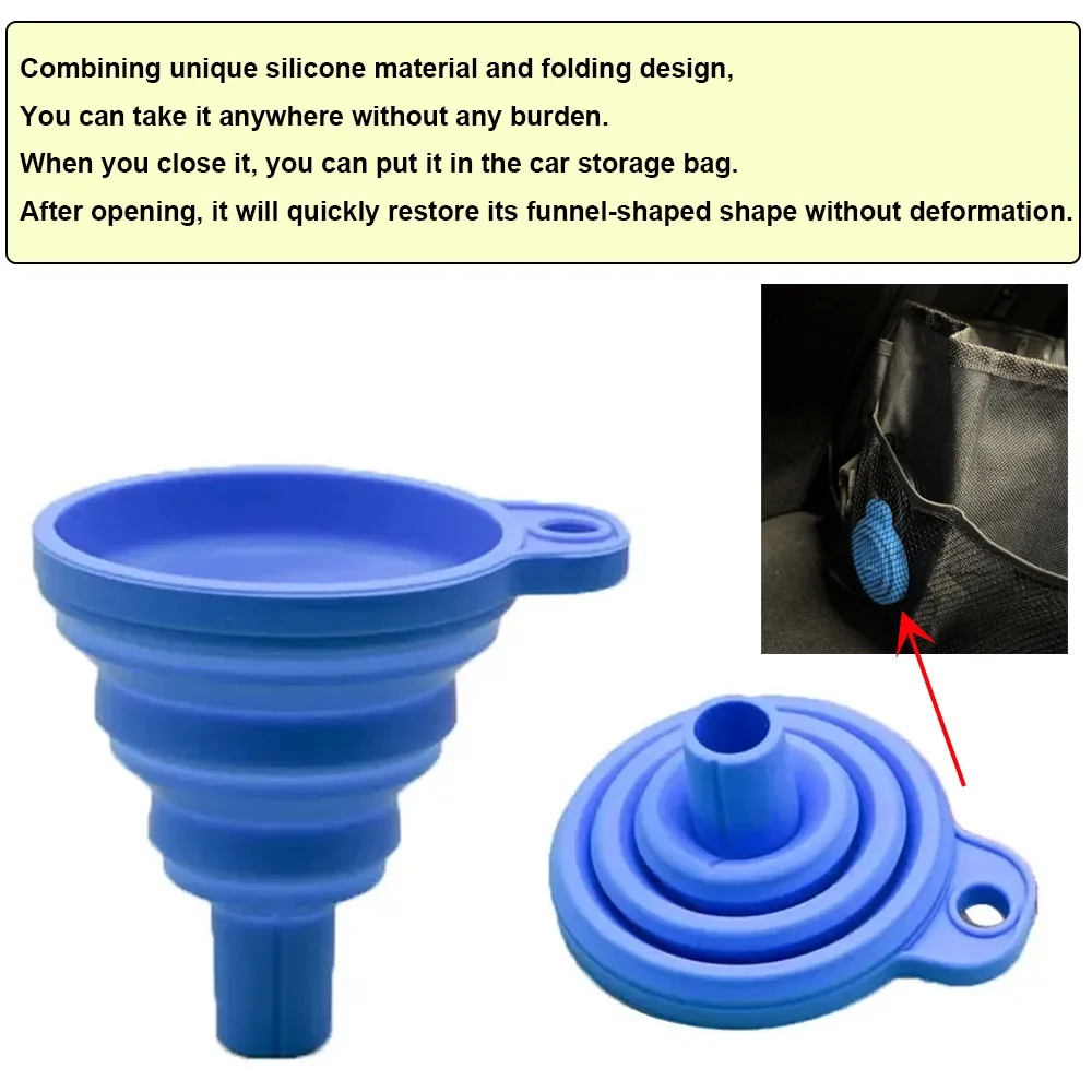 Collapsible Silicone Car Funnel – Flexible Foldable Funnel for Oil, Coolant & Fluid Filling
