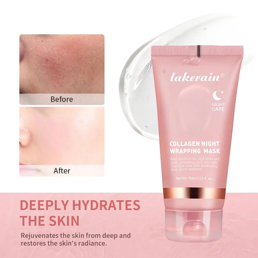 Lakerain Collagen Night Wrapping Mask 75ml – Hydrating Peel Off Overnight Facial Mask for Firm & Radiant Looking Skin