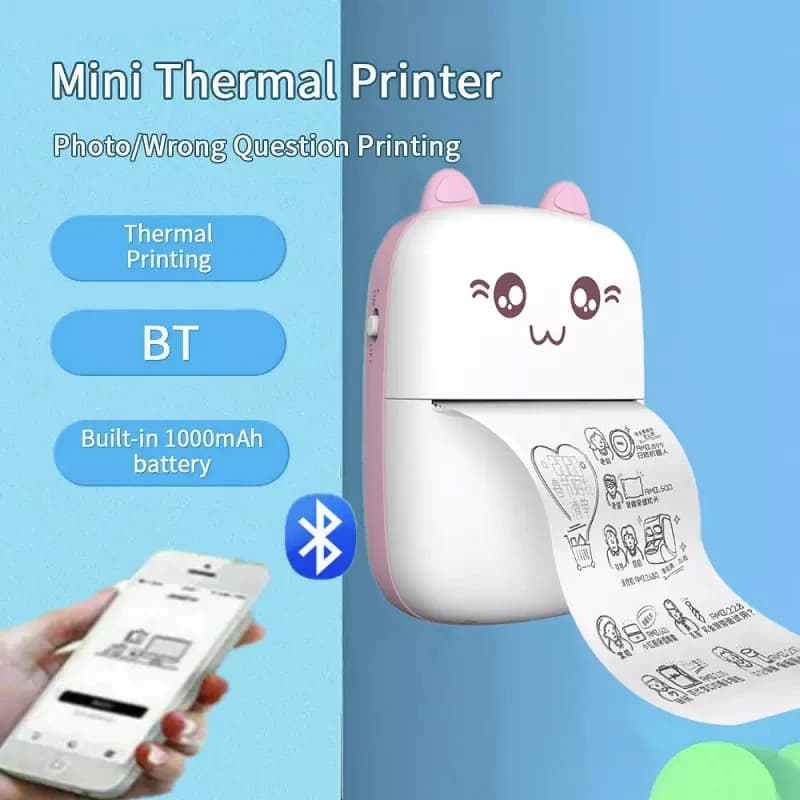 Mini Bluetooth Thermal Printer 57mm – Portable Wireless Label, Photo & Sticker Printer for iOS & Android