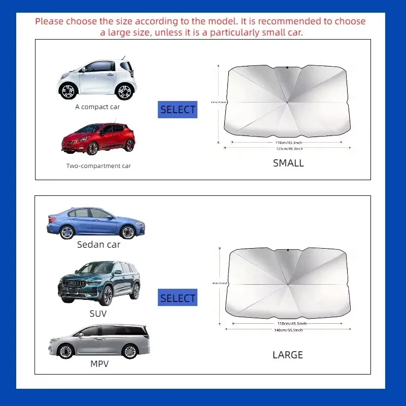 Car Windshield Umbrella Sunshade – Titanium Silver Reflective Foldable Parasol with Storage Case