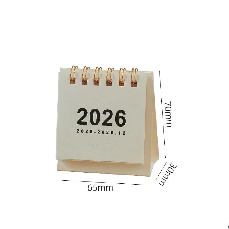 2026 Mini Desk Calendar – Compact Spiral-Bound Desktop Calendar for Office, Home & Study