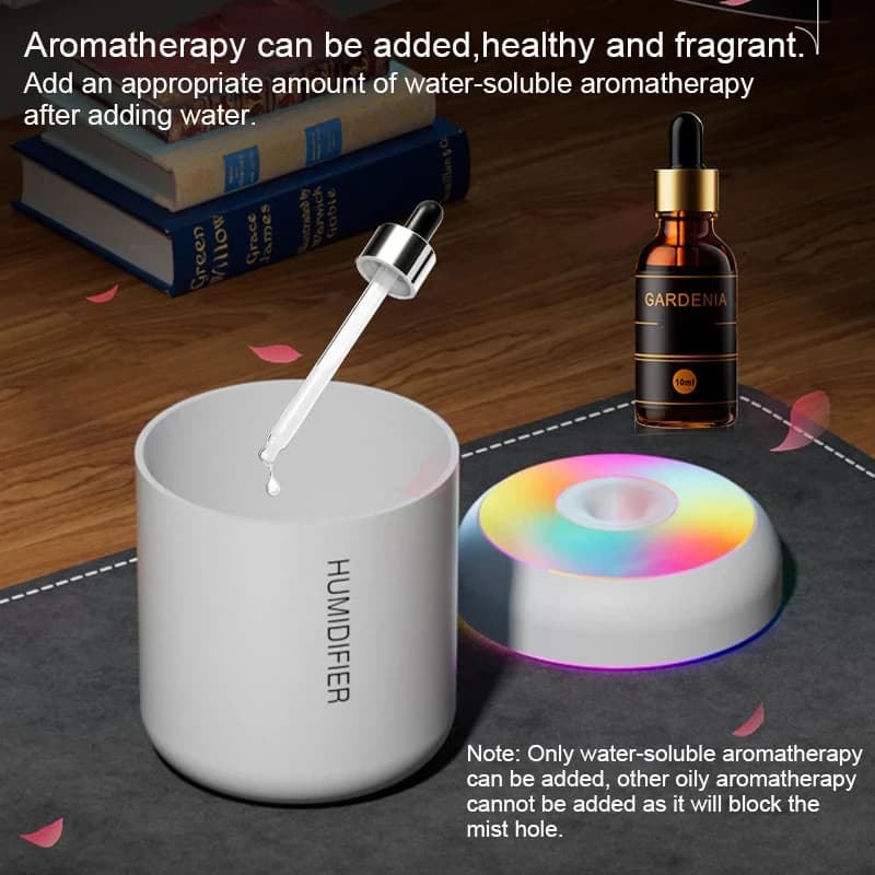 Mini USB Air Humidifier – Portable Cool Mist Aroma Diffuser with LED Light for Bedroom & Desktop