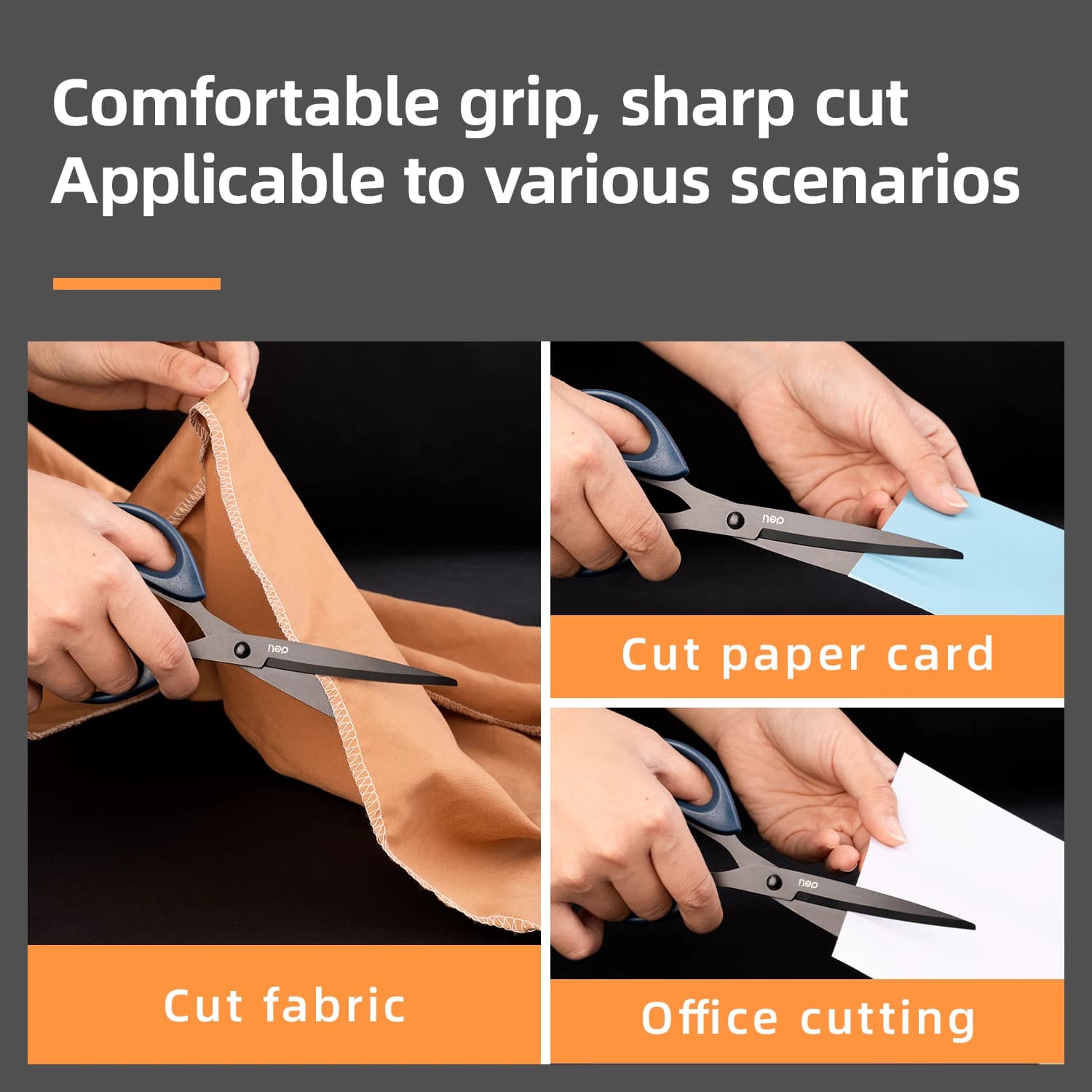 DELI Professional Office Scissors 180mm – Heavy Duty Stainless Steel Scissors for Paper, Craft & Office Use