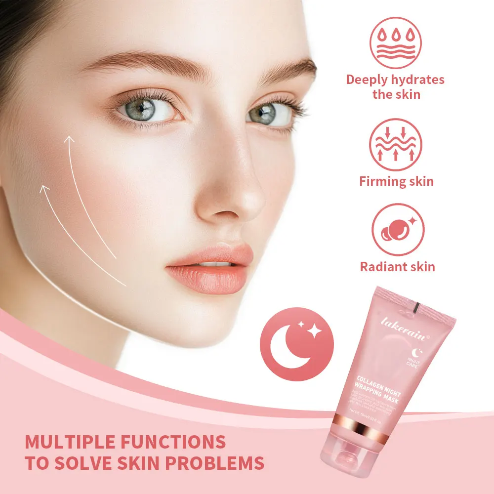 Lakerain Collagen Night Wrapping Mask 75ml – Hydrating Peel Off Overnight Facial Mask for Firm & Radiant Looking Skin