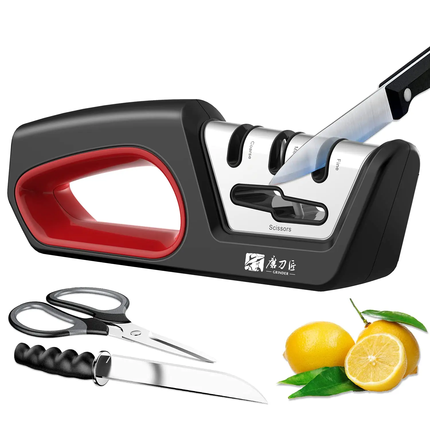 4-in-1 Kitchen Knife Sharpener – Multi-Stage Blade Sharpening Tool with Scissors Sharpener