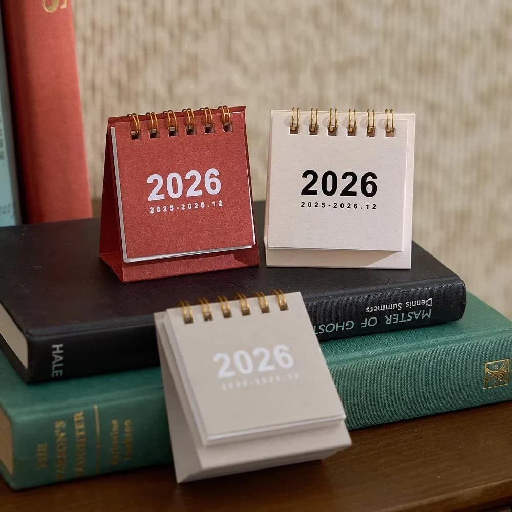 2026 Mini Desk Calendar – Compact Spiral-Bound Desktop Calendar for Office, Home & Study