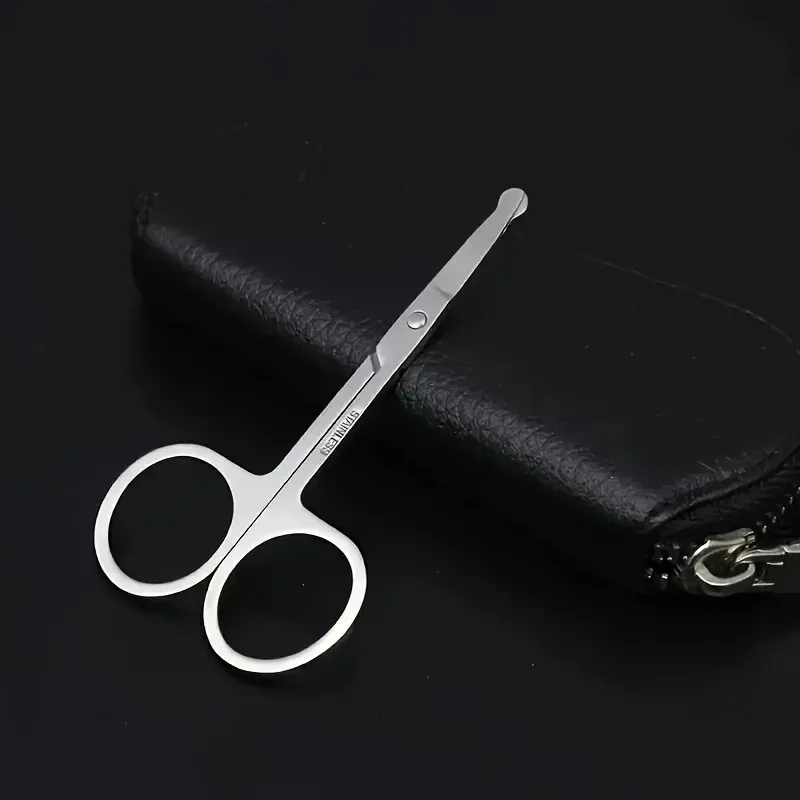 Stainless Steel Nose Hair Trimmer – Round Head Manual Facial Hair Remover for Men & Women