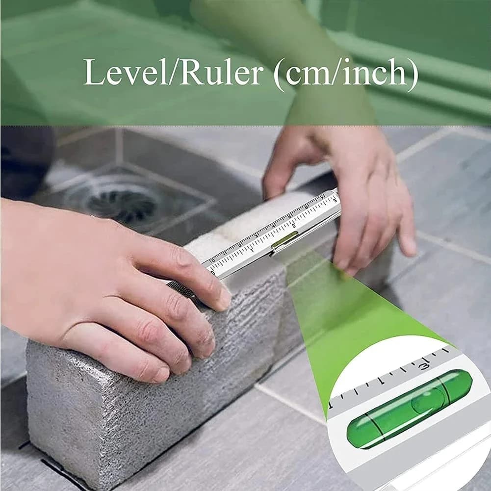 7-in-1 Multifunctional Pen – Touchscreen Stylus, Ballpoint Pen, Ruler, Level & Screwdriver Tool