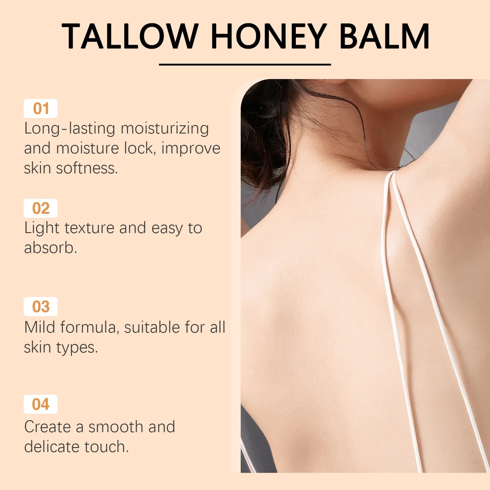 Whipped Beef Tallow Honey Balm – Hydrating Face & Body Moisturizer for Soft, Smooth-Looking Skin