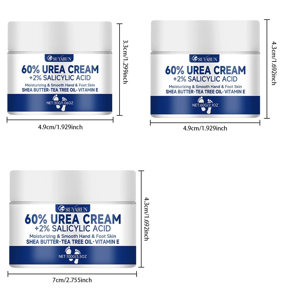 60% Urea Foot Cream – Intensive Moisturizer for Cracked Heels, Dry Skin & Rough Feet