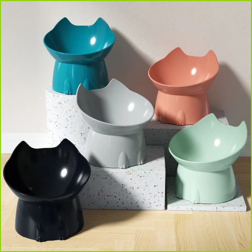 Raised Cat & Dog Food Bowl – Elevated Anti Spill Pet Feeding Bowl with Long Ear Design