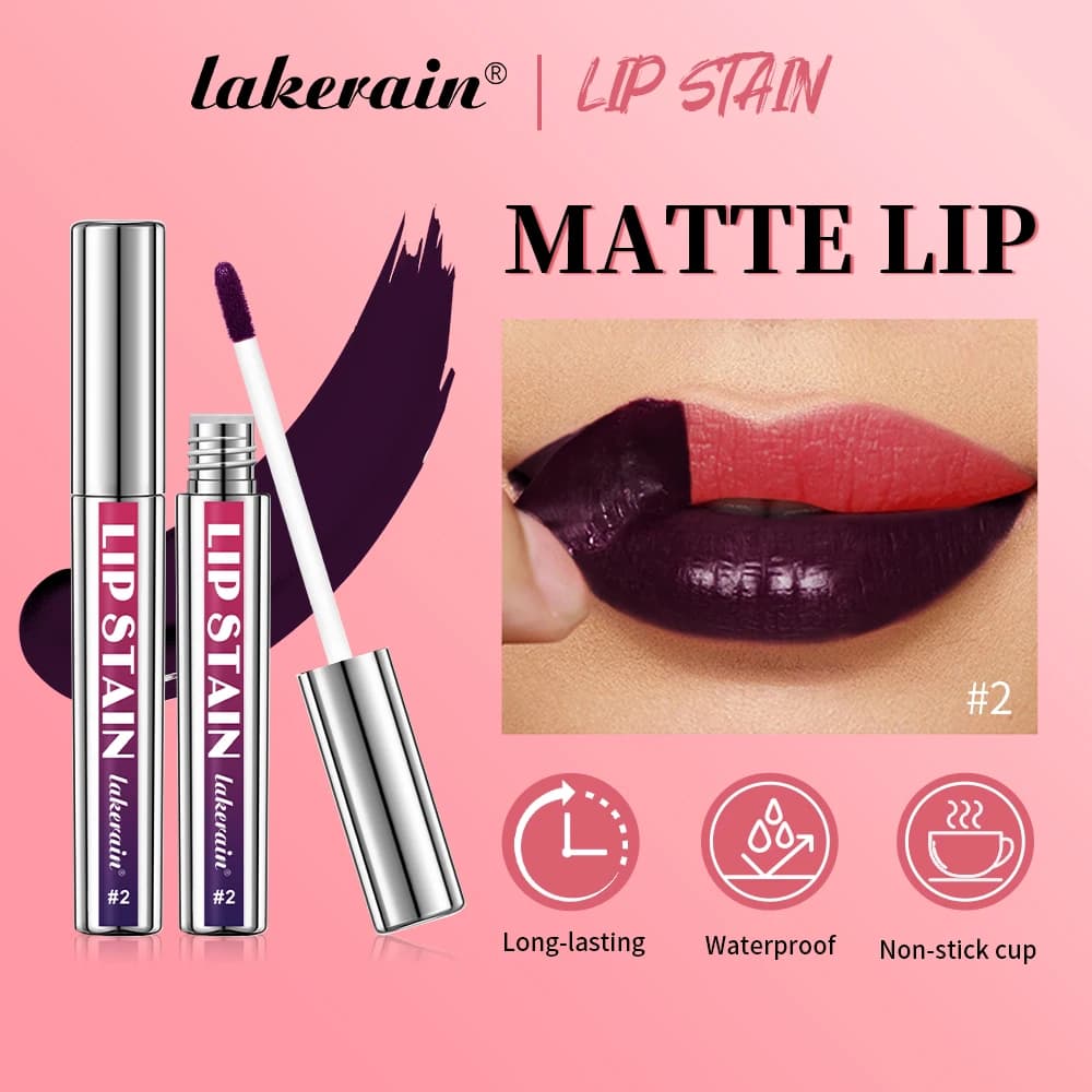 Lakerain Lip Stain 2.5ml Waterproof Long Lasting Lip Tint in 3 Colors