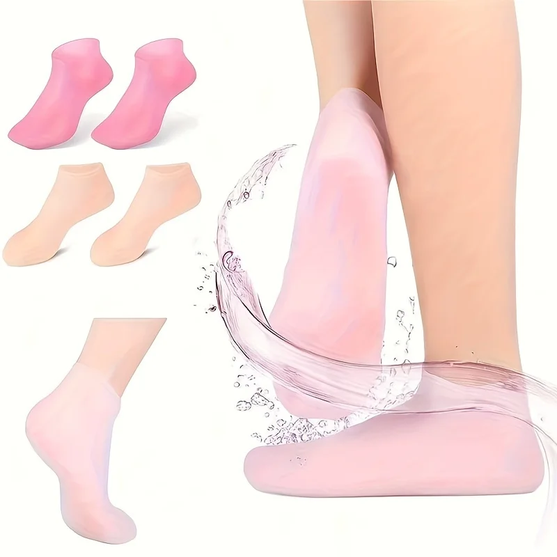 Silicone Moisturizing Foot Socks 2 Pack – Dry & Cracked Heel Care Socks for Soft, Smooth Feet