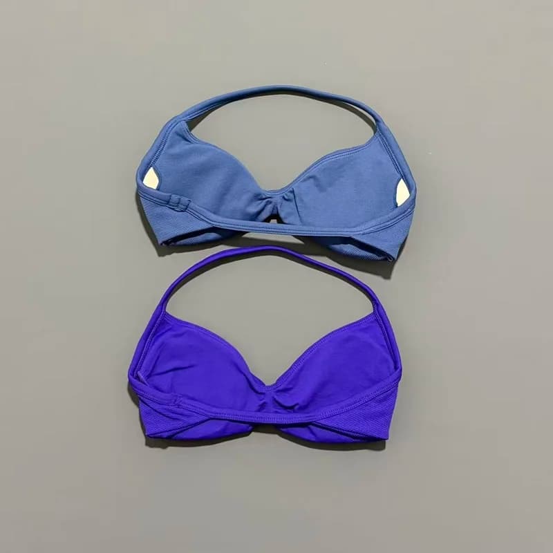 Women’s Strappy Sports Bra – High Support Seamless Workout Top with Scrunch Push-Up Design