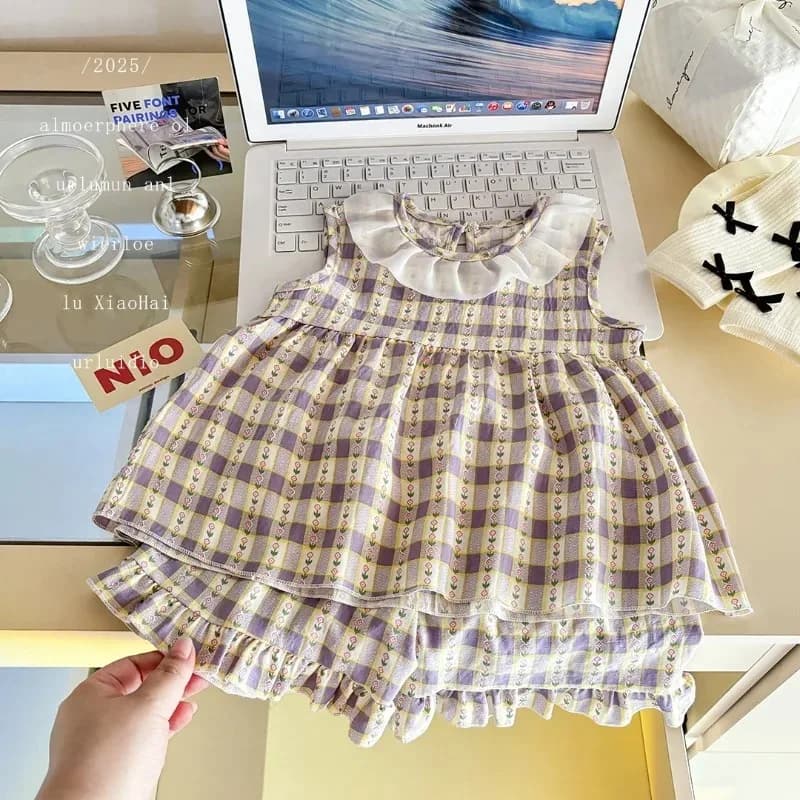 Baby Girls 2-Piece Floral Dress Set – Sleeveless Princess Dress & Matching Skirt for Summer