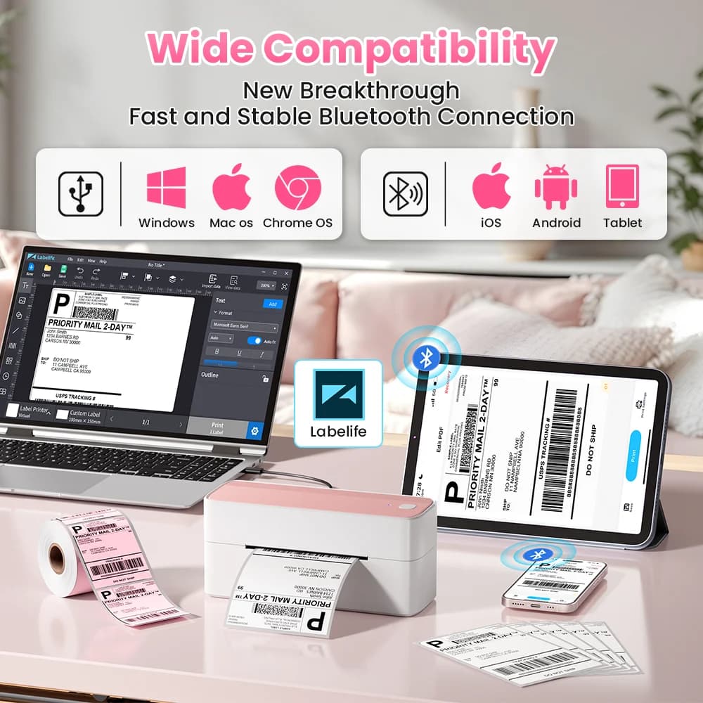 Phomemo 241BT Bluetooth Shipping Label Printer 4×6 – Wireless Thermal Label Printer for Small Business
