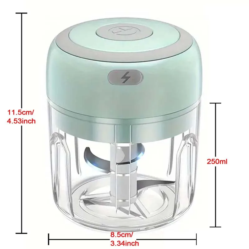 250ml Electric Garlic Chopper – Stainless Steel Mini Food Processor for Garlic, Ginger, Nuts & Vegetables