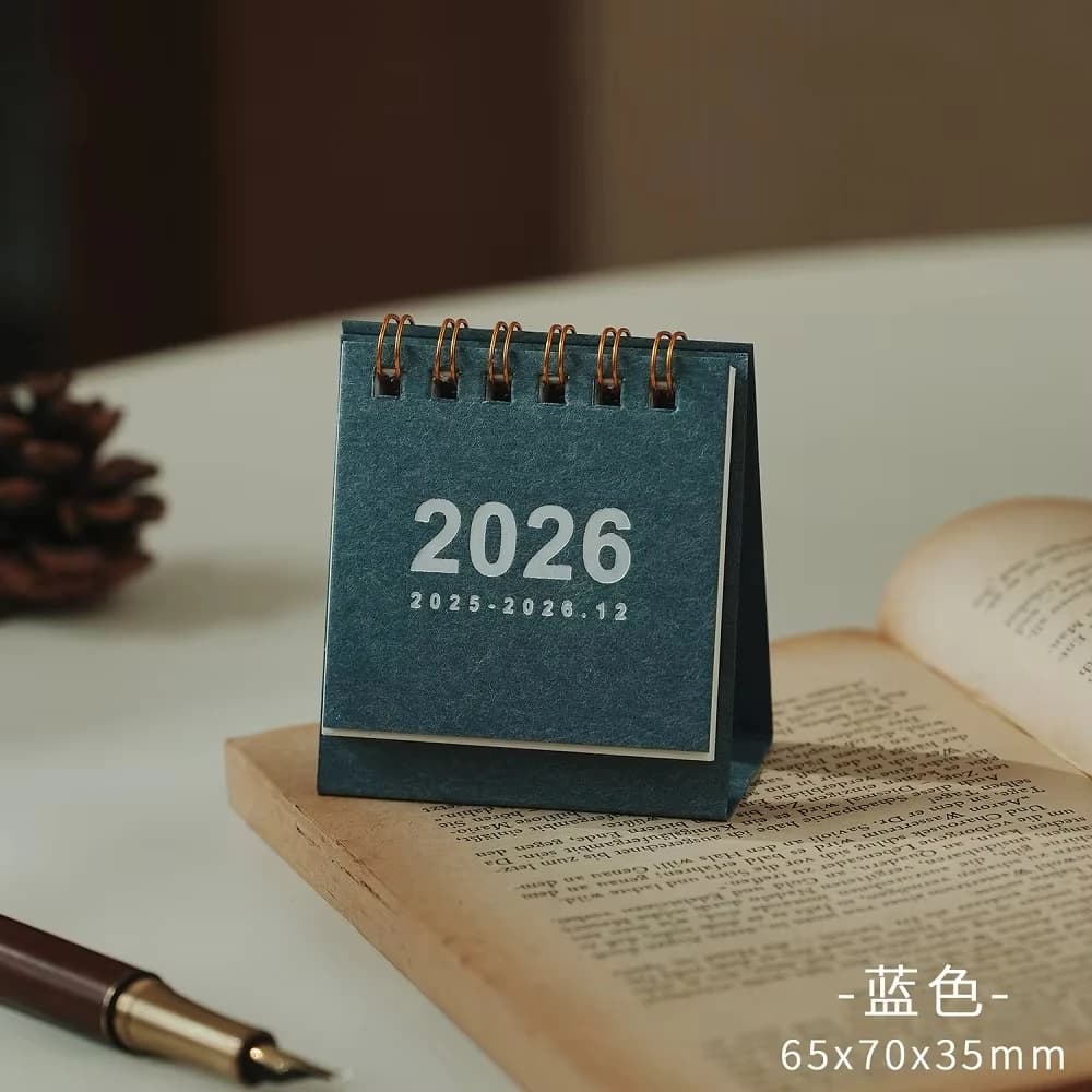 2026 Mini Desk Calendar – Compact Spiral-Bound Desktop Calendar for Office, Home & Study