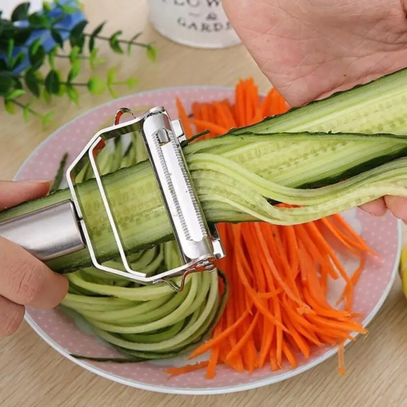 Stainless Steel Vegetable Peeler & Julienne Slicer – Multifunctional Potato, Carrot & Cucumber Grater