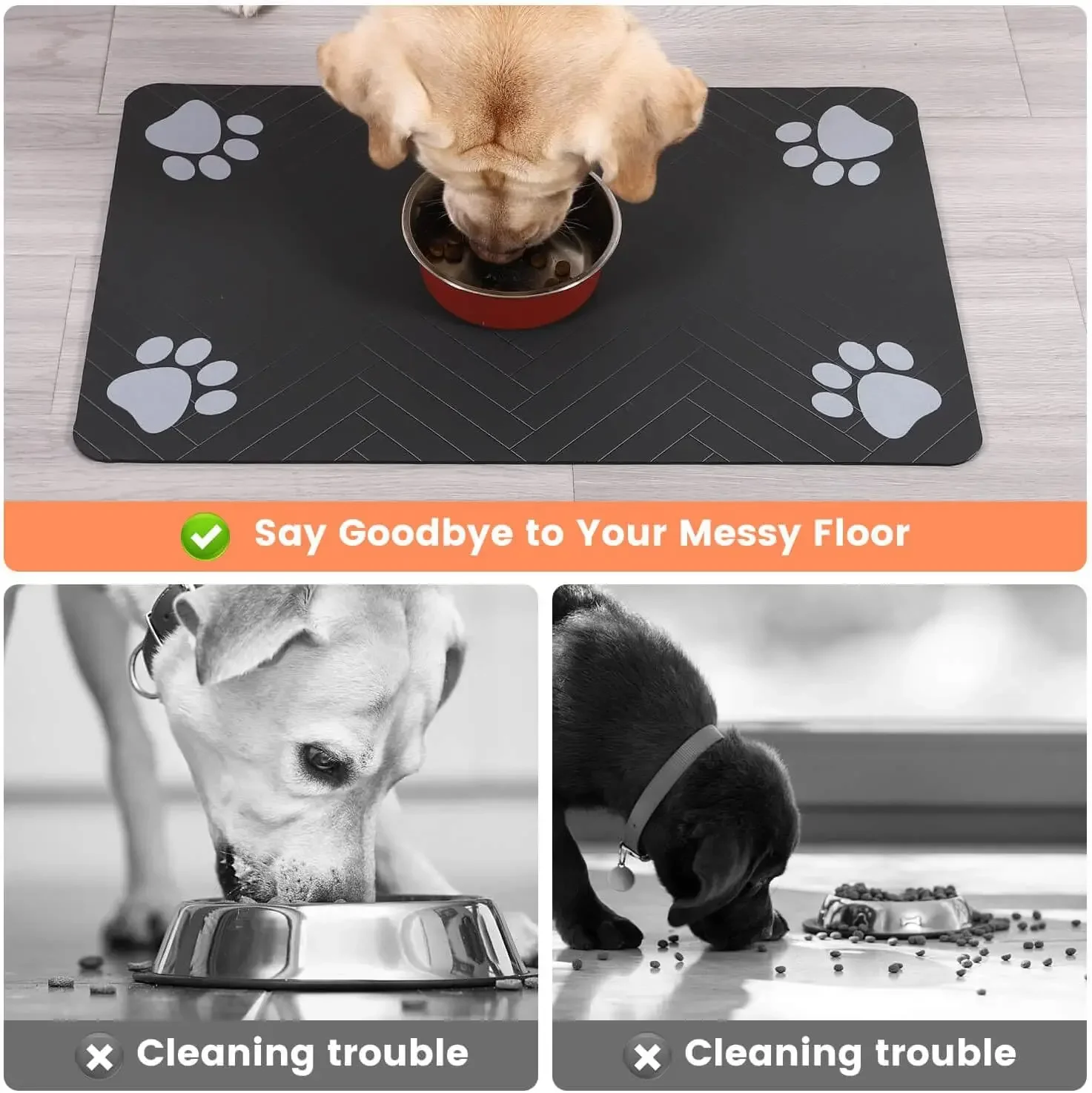 Absorbent Pet Feeding Mat – Waterproof Non Slip Placemat for Dog & Cat Food and Water Bowls