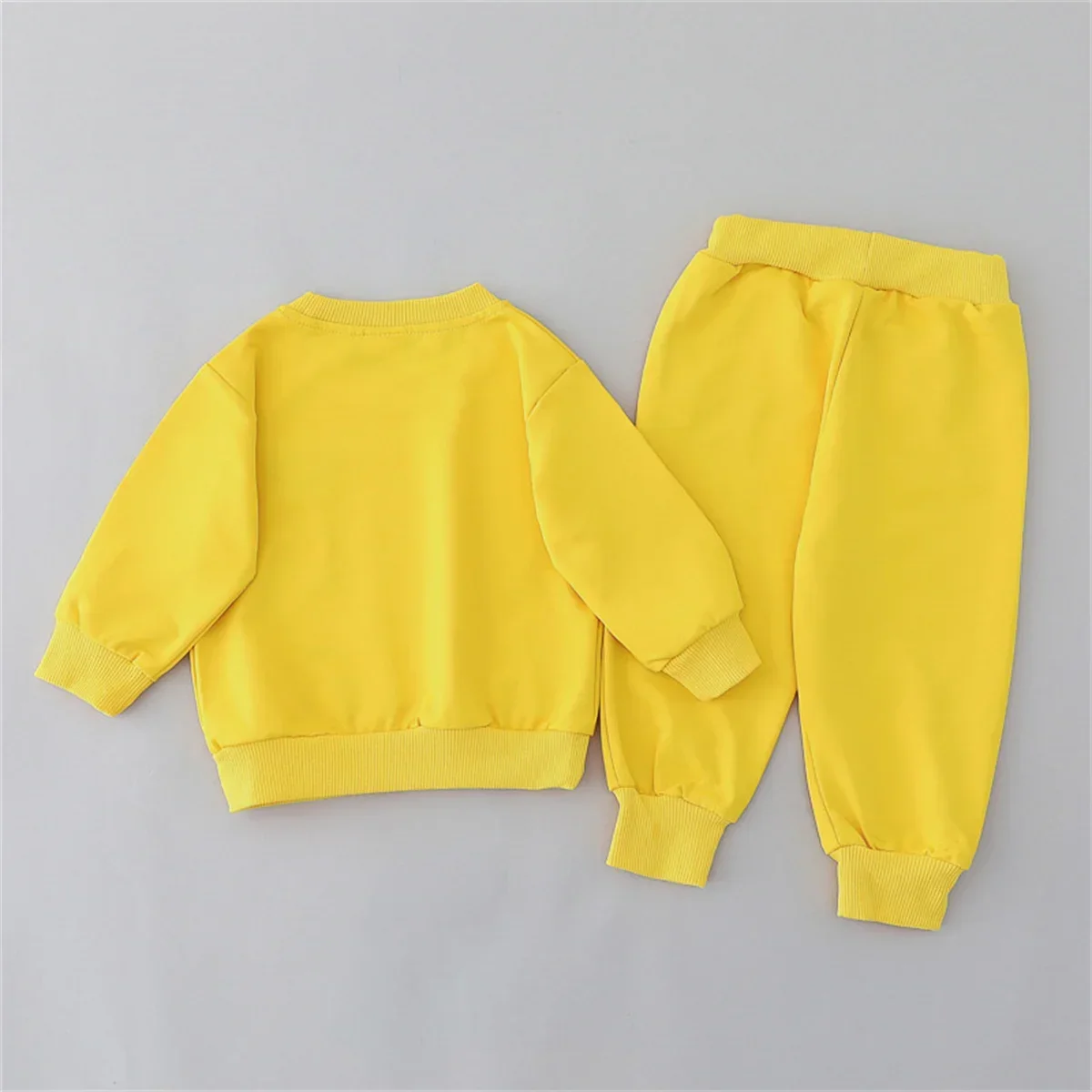 2-Piece Kids Bear Outfit Set – Long Sleeve Round Neck Top & Pants for Spring and Autumn