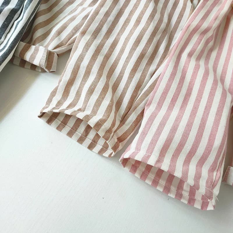 Kids Linen Cotton Stripe Pants – Loose Casual Trousers for Boys & Girls, Summer & Autumn
