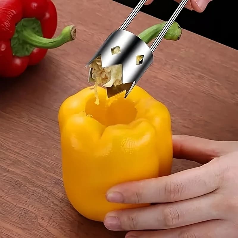 304 Stainless Steel Fruit & Vegetable Corer – Sharp Apple, Pear & Pepper Core Remover Kitchen Tool