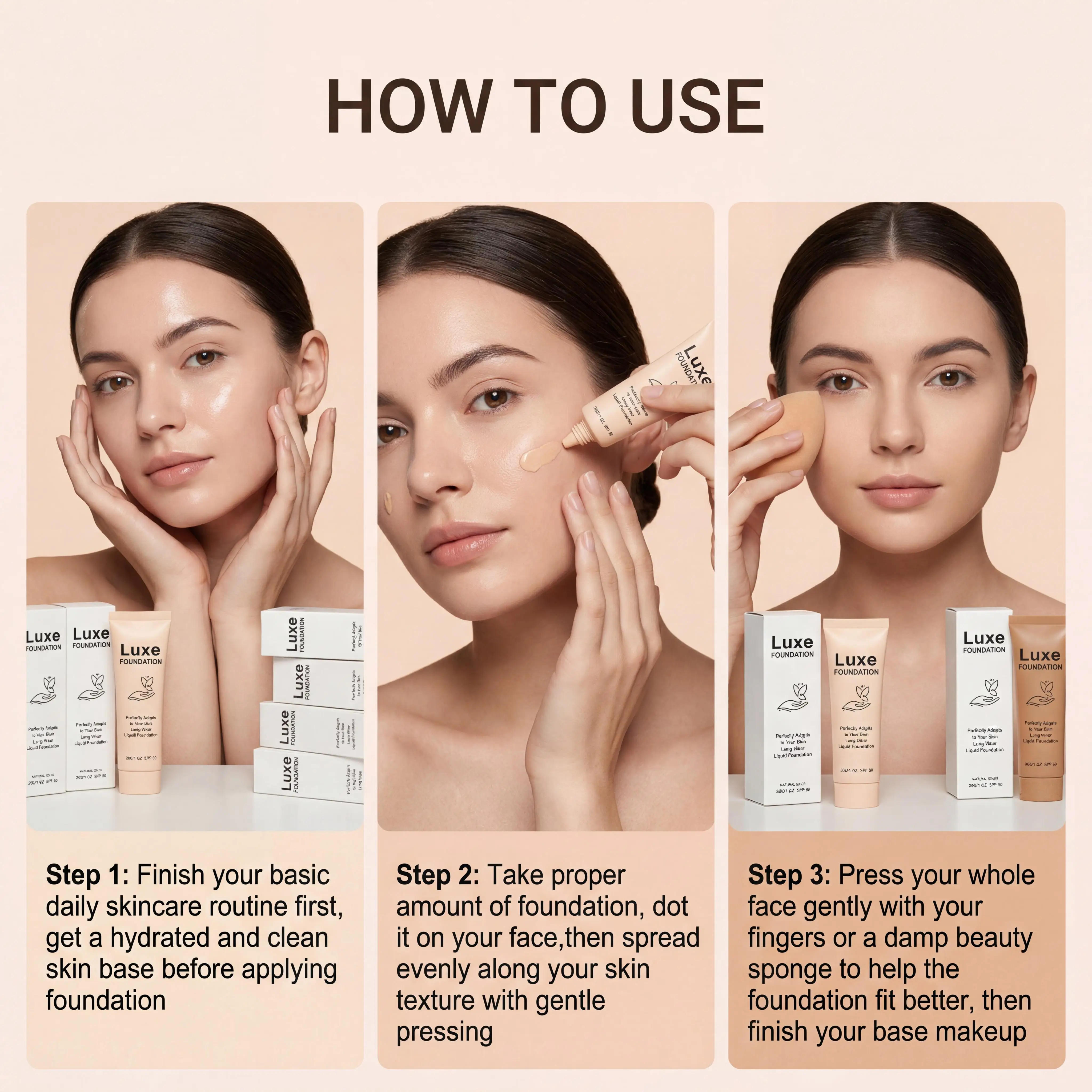 SPF 50 Color-Changing Foundation 30g – Self-Adjusting Skin Tone Makeup Base with Natural Coverage