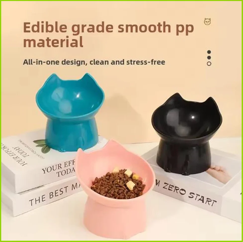 Raised Cat & Dog Food Bowl – Elevated Anti Spill Pet Feeding Bowl with Long Ear Design