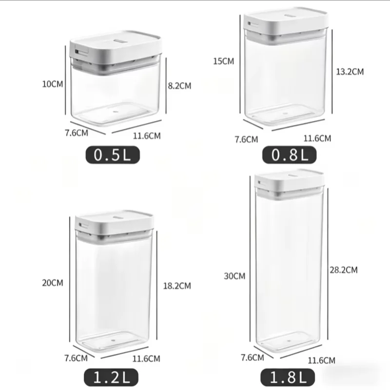Transparent Pasta Storage Container – Sealed Food Grain, Snack & Dry Food Storage Box 0.5–1.8L