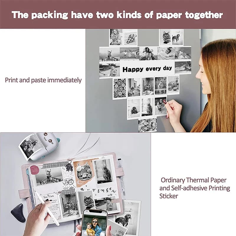 Mini Bluetooth Thermal Printer 57mm – Portable Wireless Label, Photo & Sticker Printer for iOS & Android