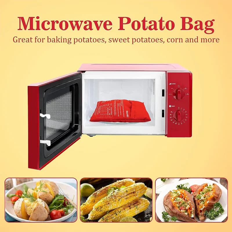 Reusable Microwave Potato Bag – Quick Baked Potato Cooker Pouch for Potatoes, Corn & More