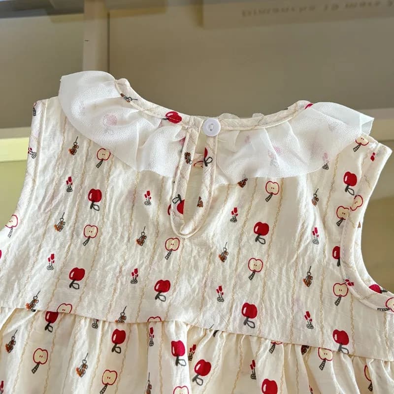 Baby Girls 2-Piece Floral Dress Set – Sleeveless Princess Dress & Matching Skirt for Summer