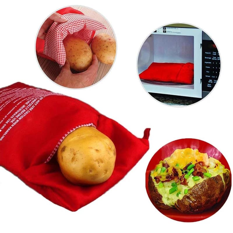Reusable Microwave Potato Bag – Quick Baked Potato Cooker Pouch for Potatoes, Corn & More