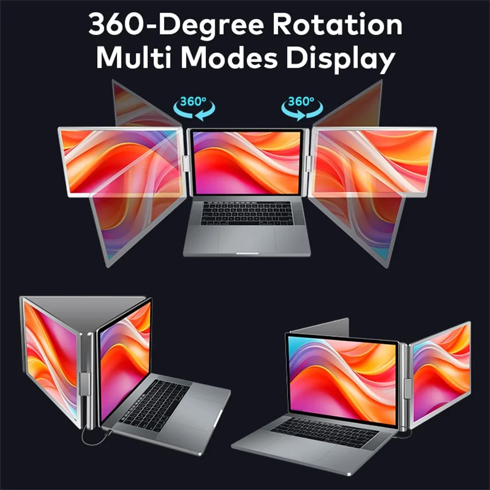 Portable Laptop Monitor – 14/15.6/16 Inch Rotatable External Display for Mac & Windows Laptops
