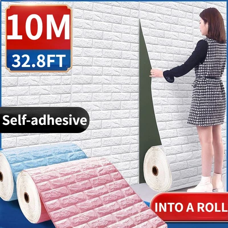 3D Foam Brick Wall Stickers – Self-Adhesive Waterproof Wall Panels for Living Room, Bedroom & Bathroom