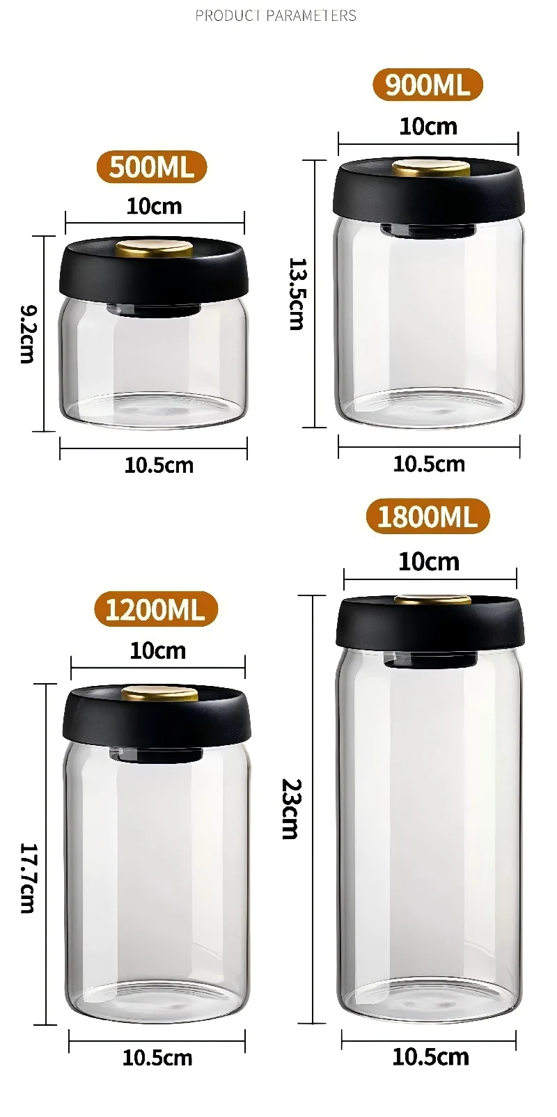 Airtight Glass Storage Jar with Silicone Seal – 900ml/1200ml Kitchen Food Container for Coffee, Tea & Spices