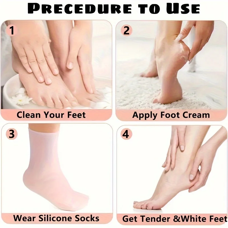 Silicone Moisturizing Foot Socks 2 Pack – Dry & Cracked Heel Care Socks for Soft, Smooth Feet